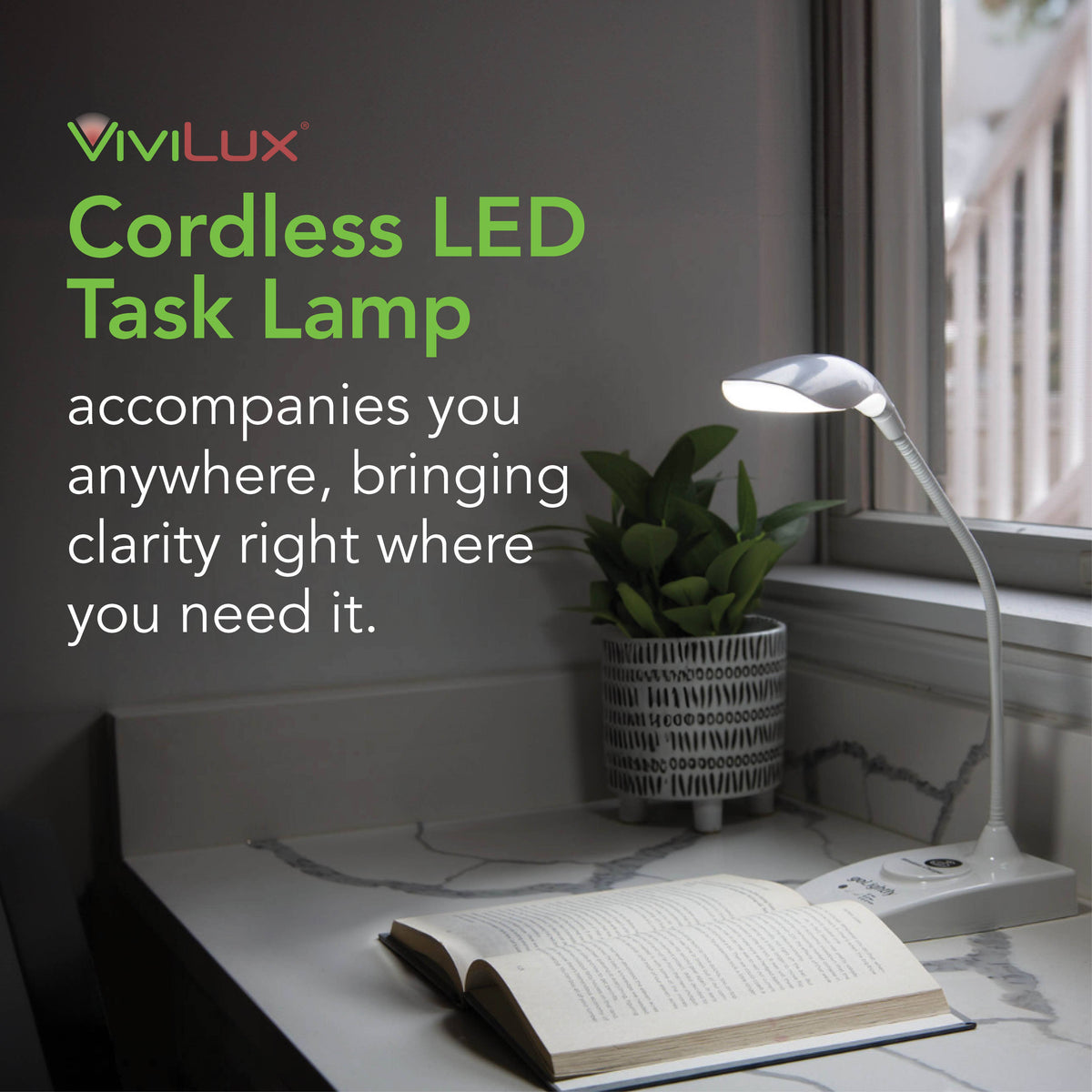 LED Rechargeable Desk Lamp With Wireless Charging Port