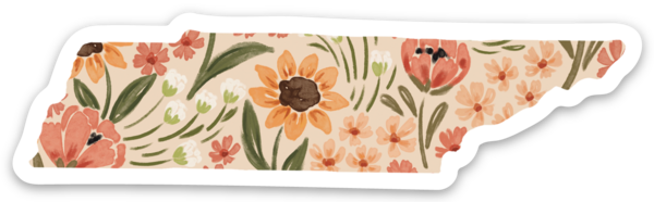Tennessee State Floral Sticker 3.5x2in.