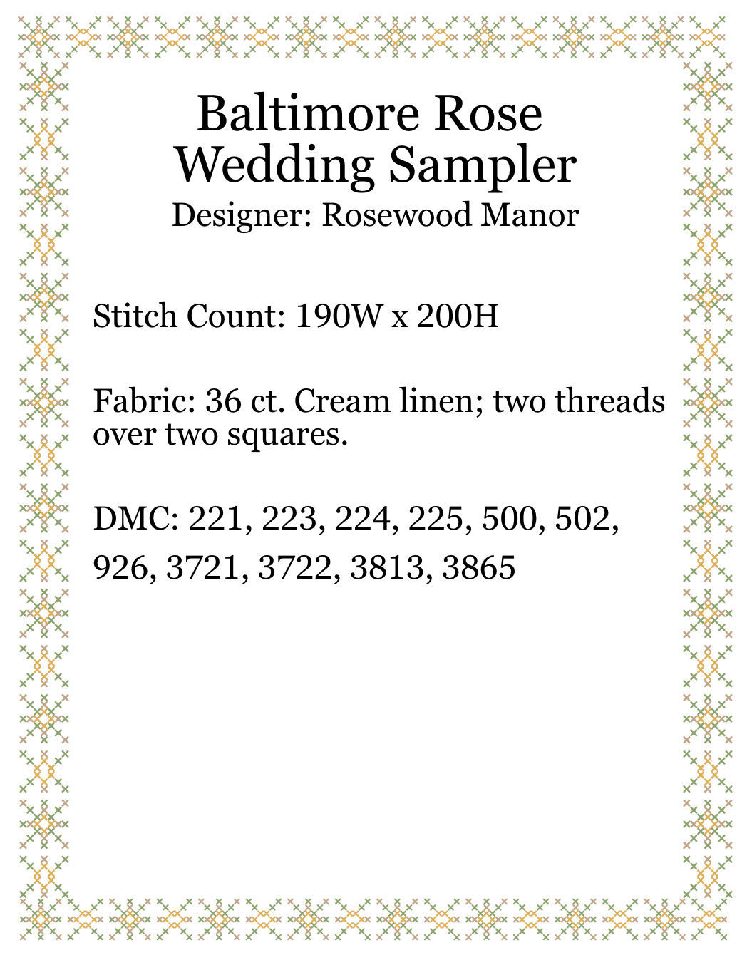 Baltimore Rose Wedding Sampler