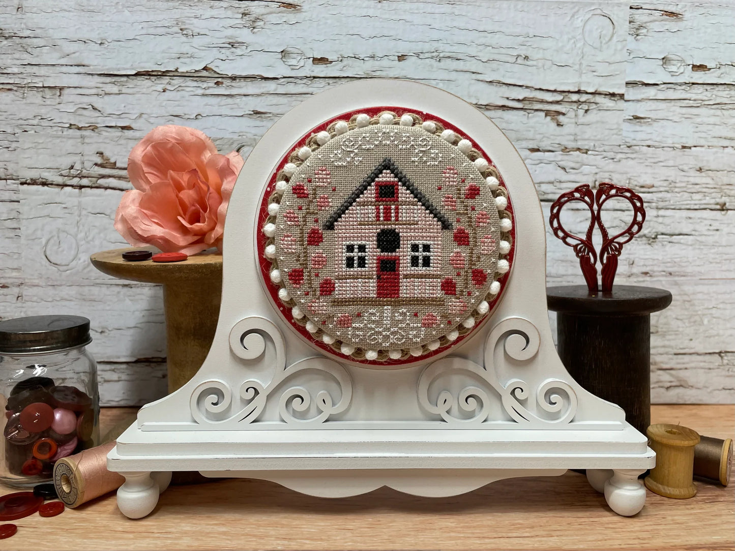 Fleur Round Cross Stitch Display.