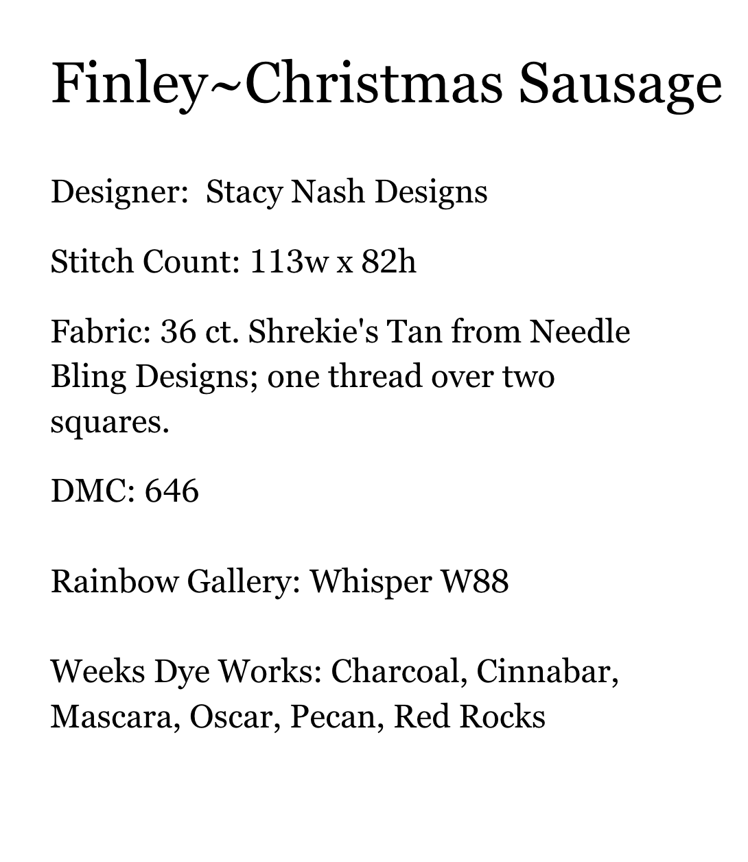 Finley ~ Christmas Sausage