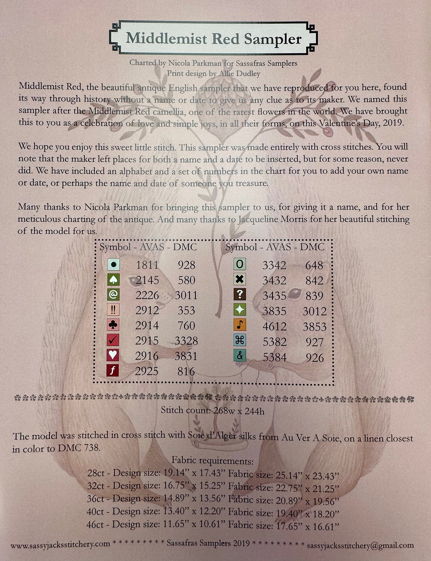 Middlemist Red Sampler