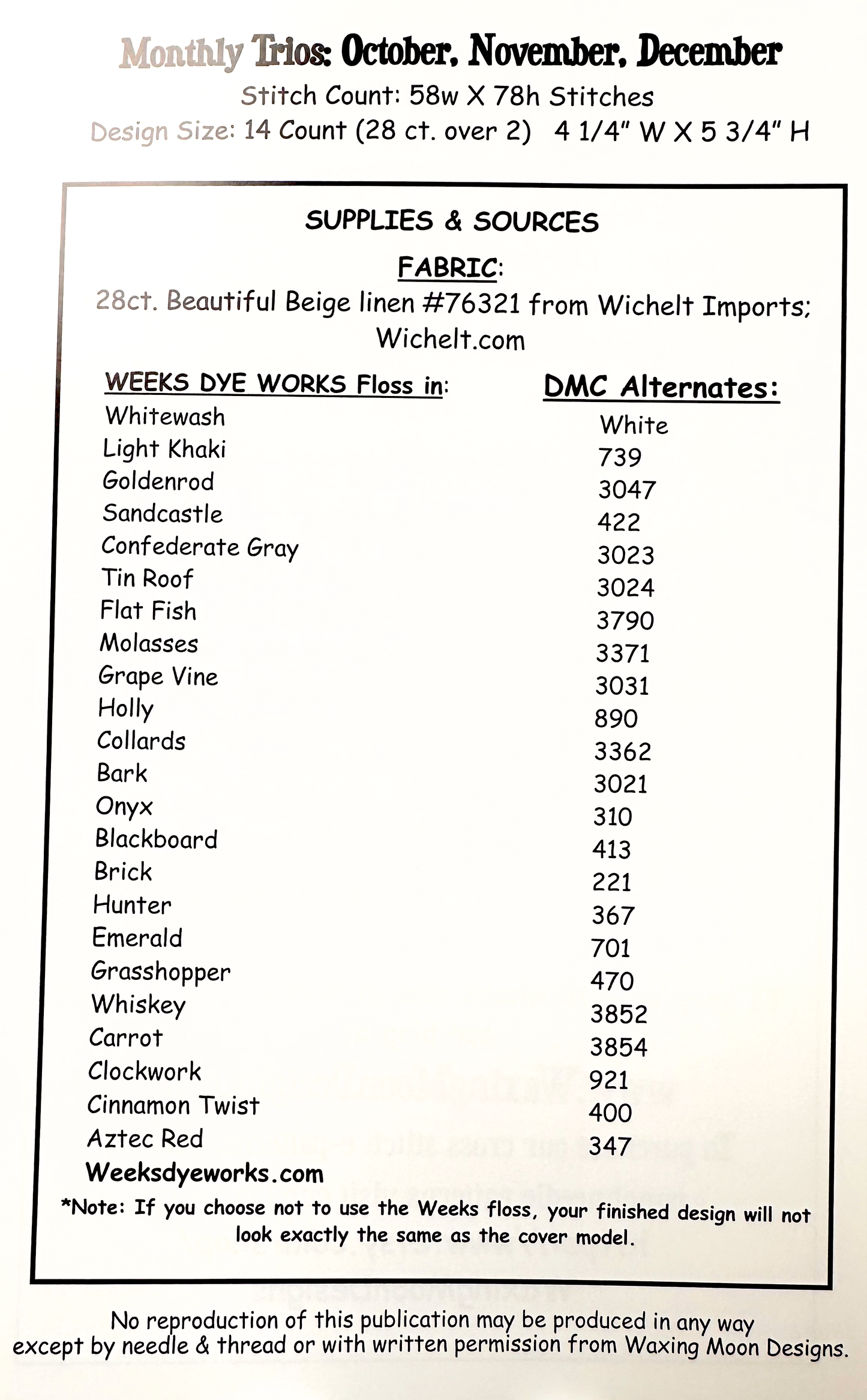 Monthly Trios: October, November, December
