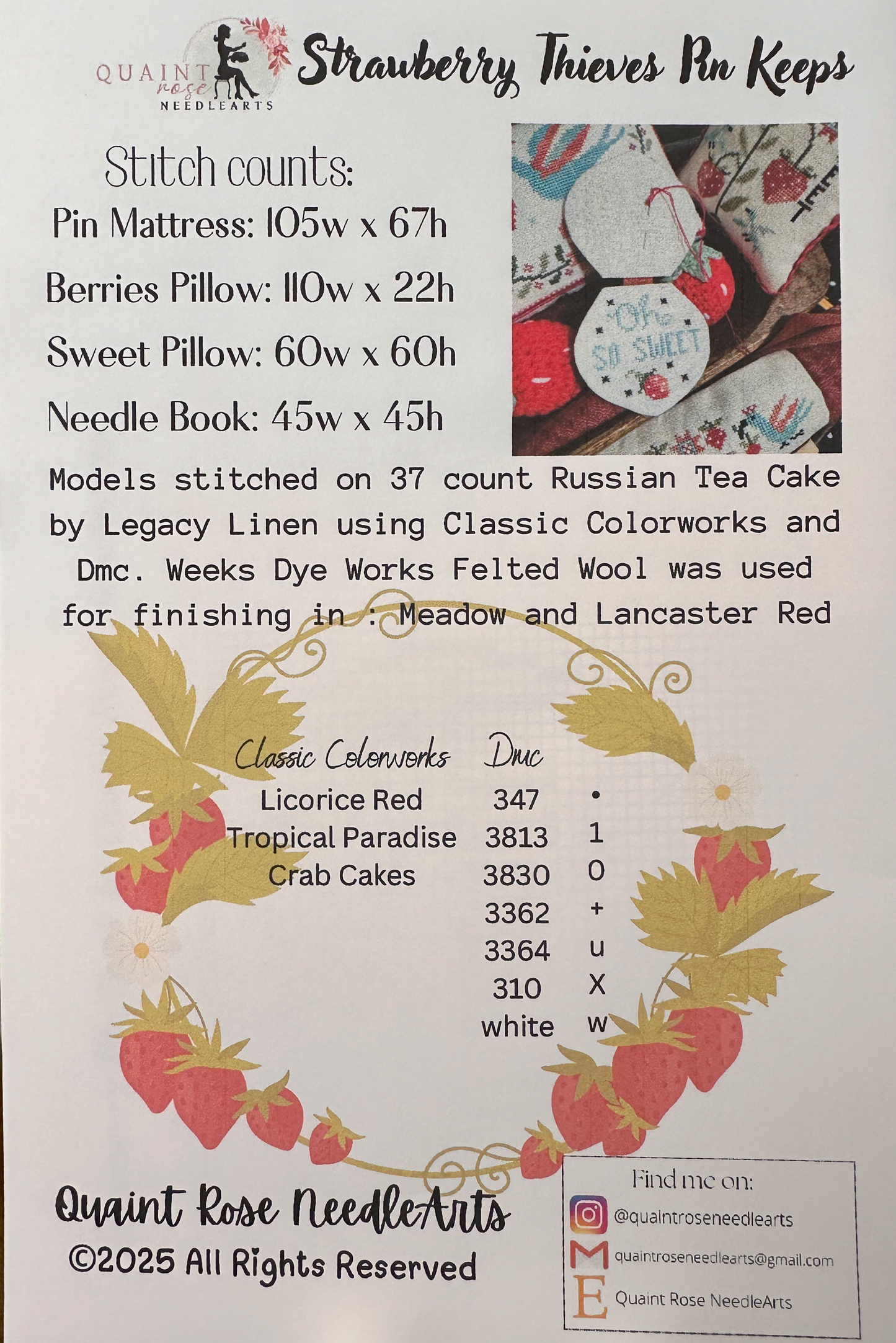 Strawberry Thieves Pin Keeps