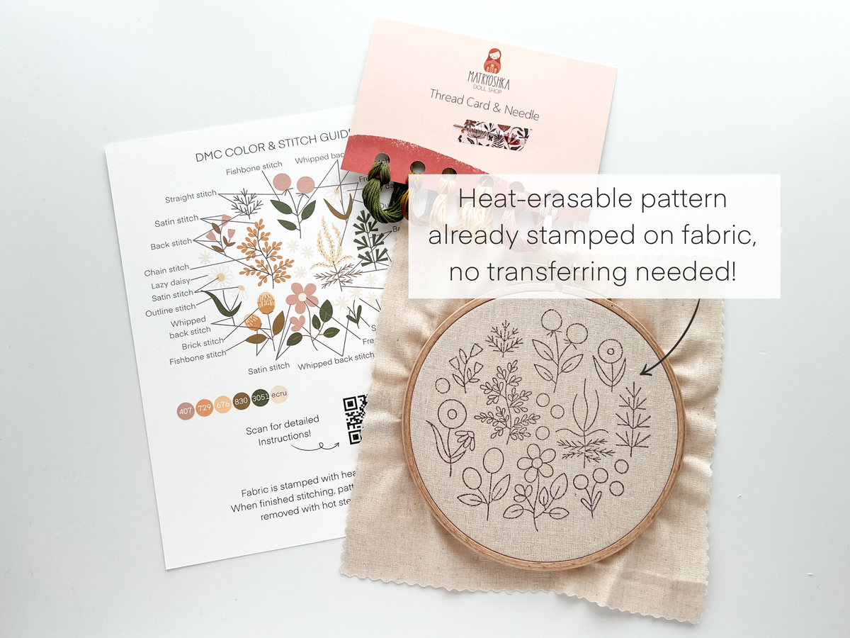 Vintage Floral Embroidery DIY Kit
