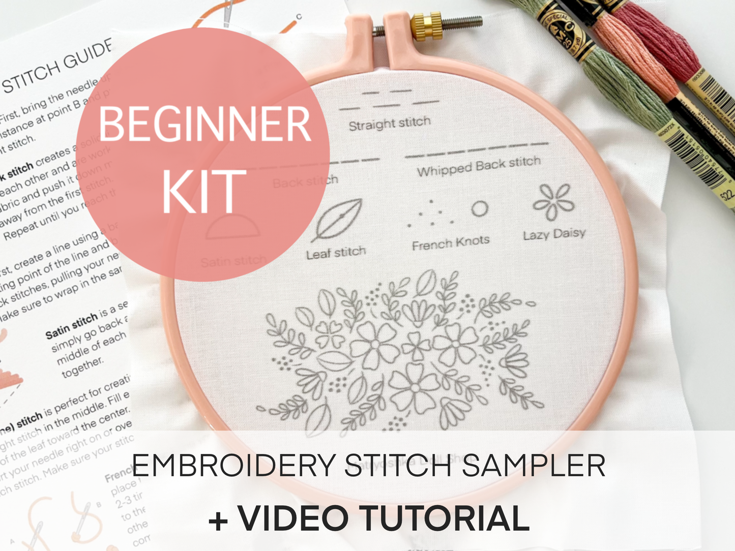 Beginner Embroidery Kit - Stitch Sampler for beginners