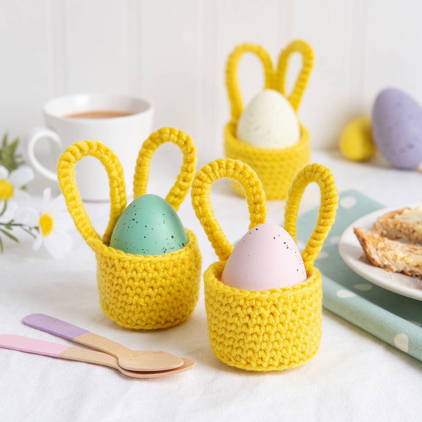 Bunny Egg Cup Trio Easy Crochet Kit