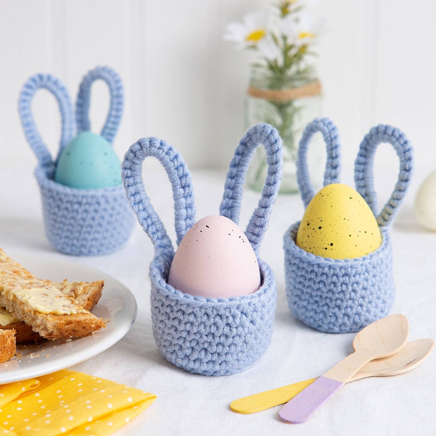 Bunny Egg Cup Trio Easy Crochet Kit