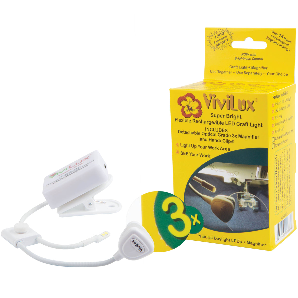LED Craft Light With 2" 3x Magnifier, Flexible Task Lighting