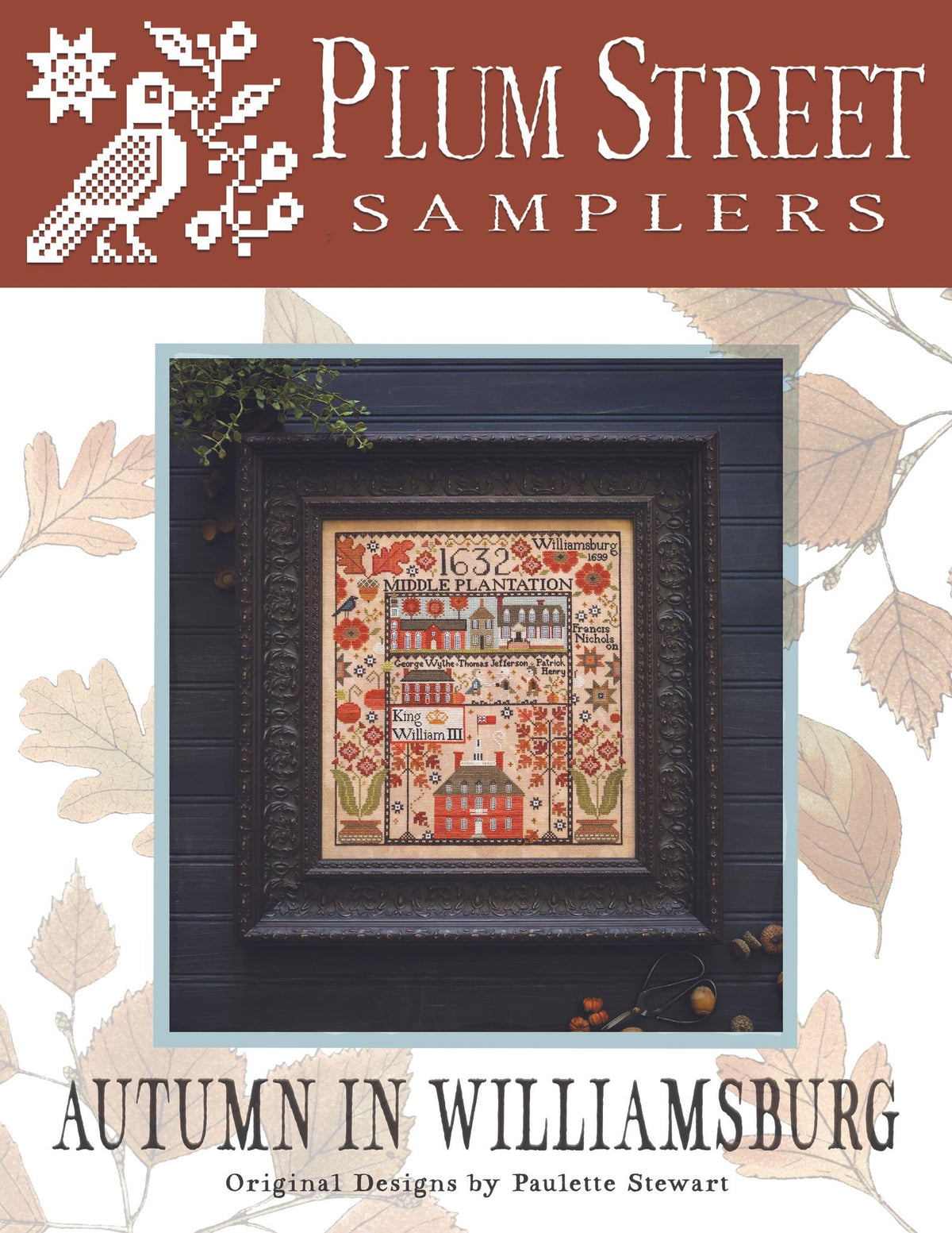 Autumn in Williamsburg cross stitch pattern by Plum Street Samplers