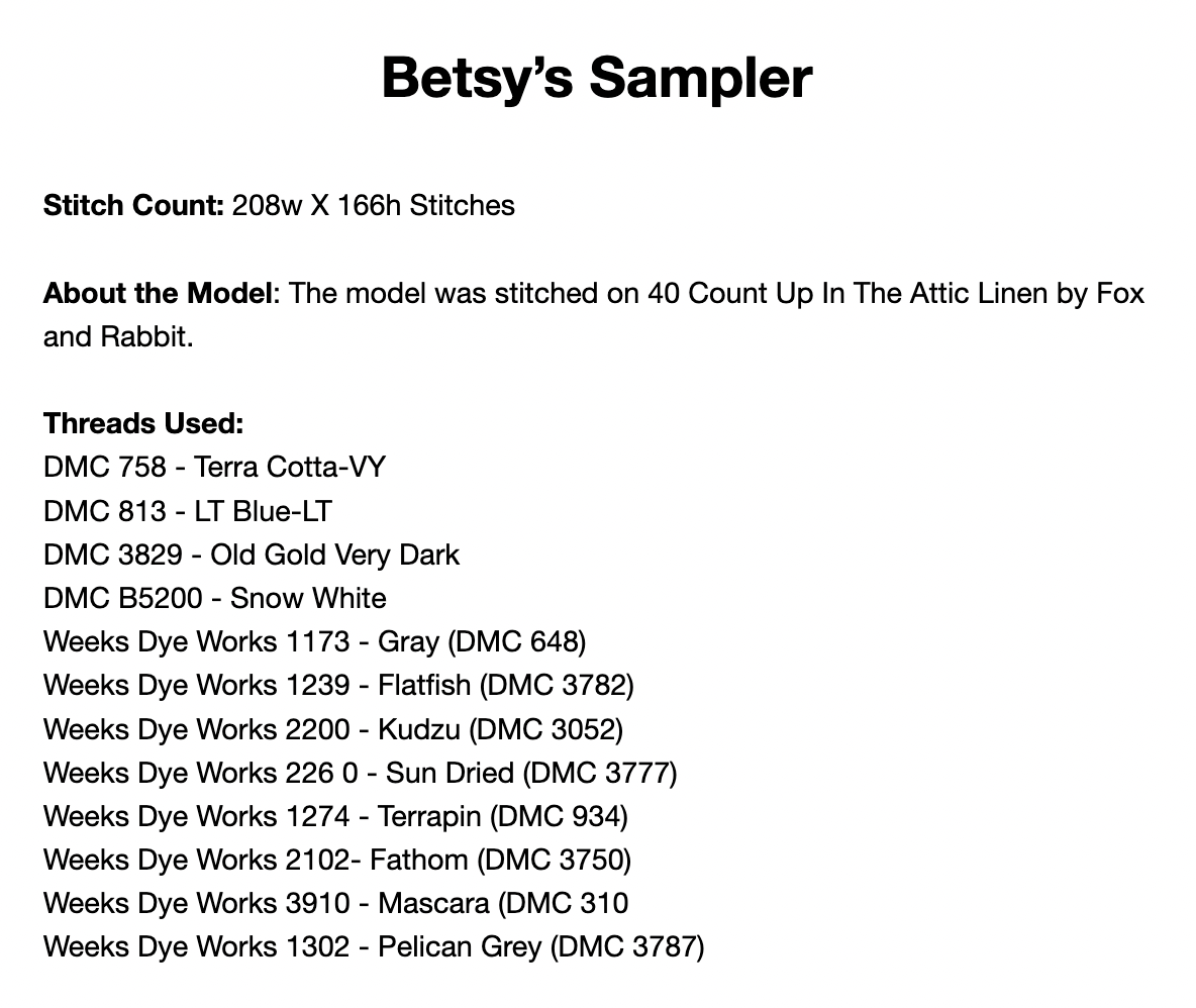 Betsy's Sampler
