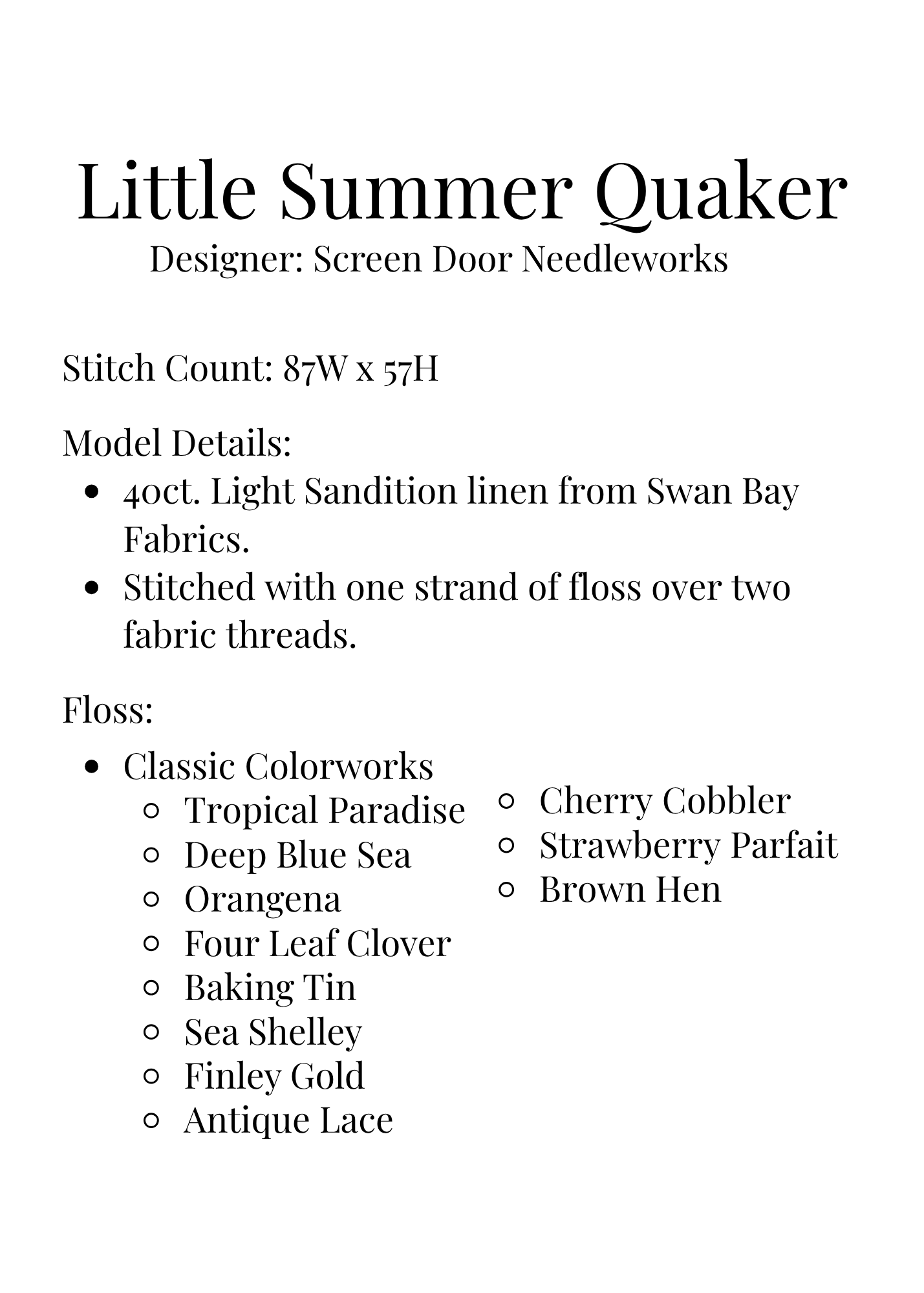 Little Summer Quaker