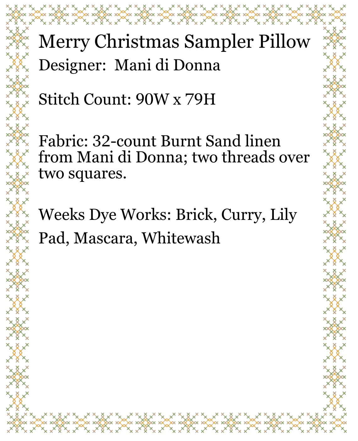 Merry Christmas Sampler Pillow