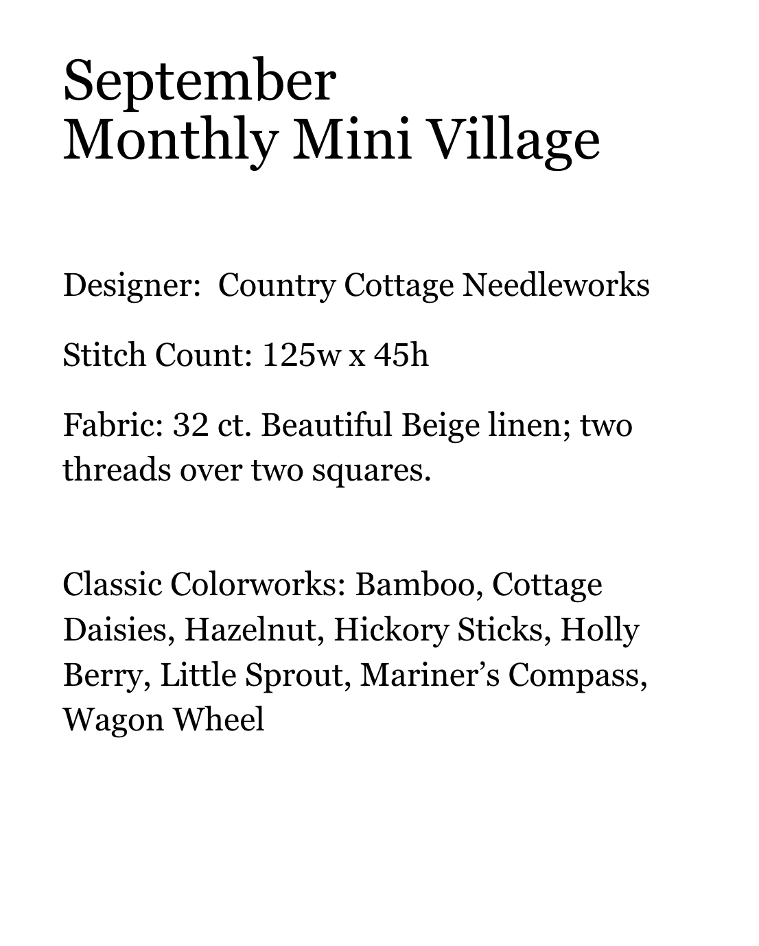 September Mini Village