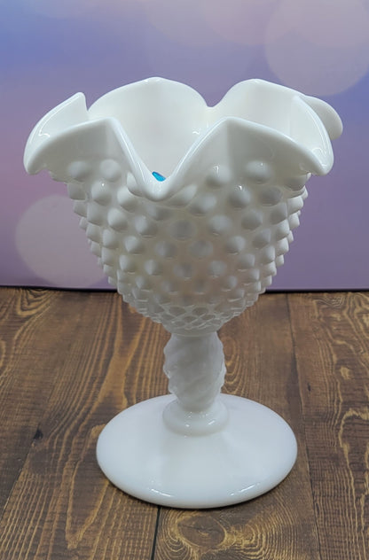 Fenton English Hobnail Milk Glass Compote