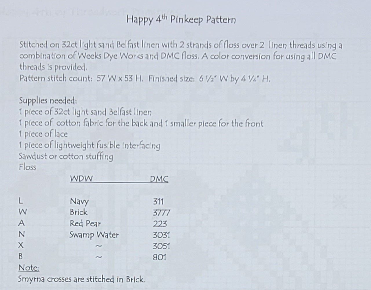 Happy 4th Pinkeep by Threadwork Primitives